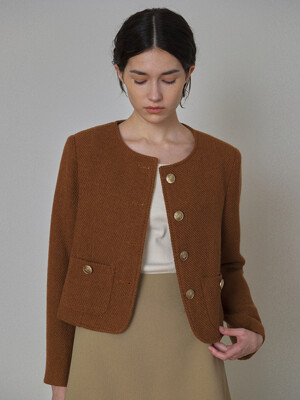 Tweed button Jacket - Brown
