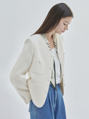 24SN tweed crop jacket [IV]