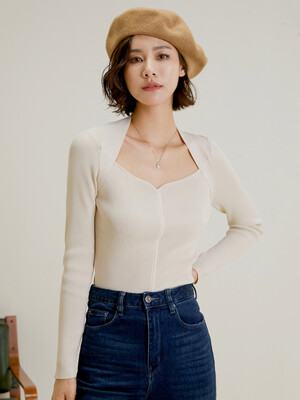 LS_Square-neck long sleeved knit top