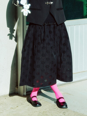 DOT Jacquard Flared Skirt (Black)