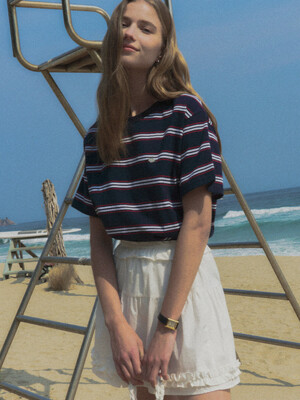 Multi stripe cotton t-shirt_Navy