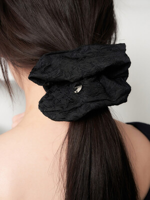 jacquard hair  scrunchie - black