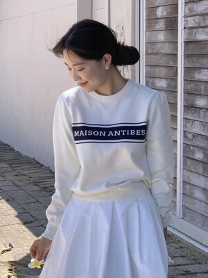 lettering long sleeve pullover - ivory