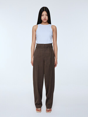 Belted Semi Cocoon Pants _ Brown
