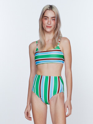 Sunburst Stripe BIKINI Top - Clover Green