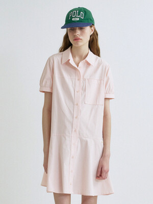 S Flare Half Shirt Dress_Pink