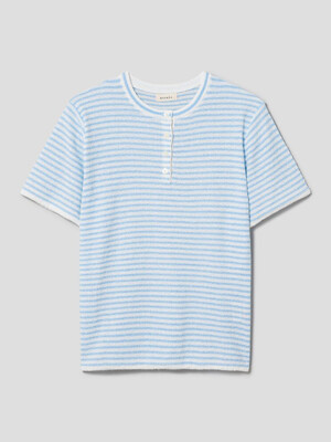 Cotton Blended Stripe Pullover  Sky Blue (WE4551C98Q)