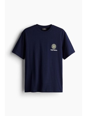 루즈핏 프린트 티셔츠 다크 블루/Total 1032522114
