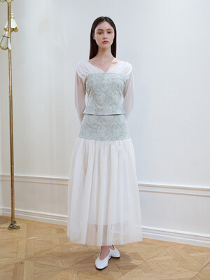 Laurent jacquard sha skirt [Mint]