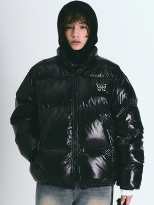 NICOLE BUTTERFLY GLOSSY PUFFER PADDING_BLACK