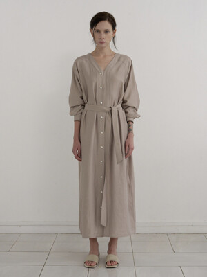 RAYON BELTED SHIRTS OPS_TAUPE BEIGE