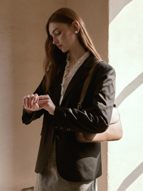 ジャケット LENINA LUXIE classic linen knit jacket_black 르니나]LUXIE classic linen knit jacket_BLACK