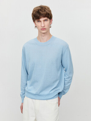 UNISEX SHEER CREWNECK SWEATER BLUE_M_UDSW5A106B2