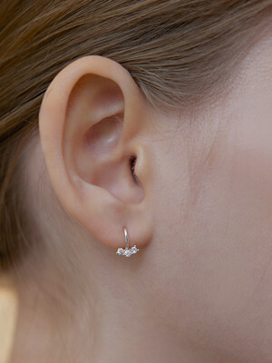 [6mm+10mm 진주귀걸이 증정] Three clear one-touch earring