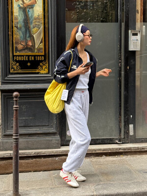 Track Logo Waffle Jogger Pants_White Melange