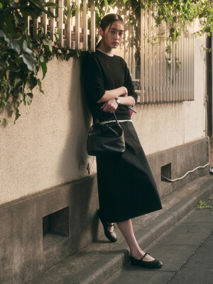 LOMON COTTON HALF SKIRT_BLACK