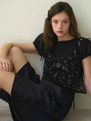 Sparkle Bustier Sleeveless Top [Black]