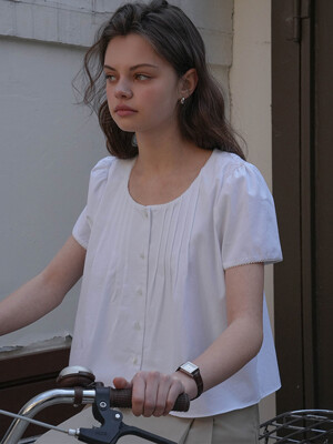 Pintuck Lace Blouse [White]