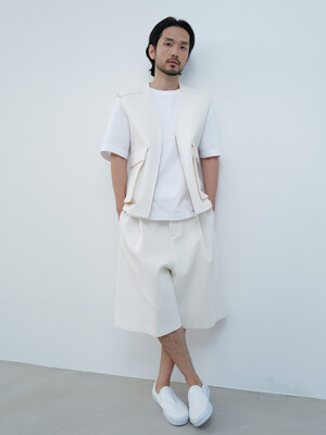 QUILTED BERMUDA PANTS [WHITE]