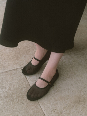Round Mesh Meryjane - Black
