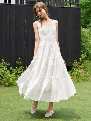 [7차리오더]Ribbon shirring sleeveless dress