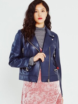 Perfect Fit Lamb Skin Jacket in Navy