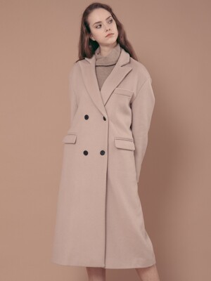 DOUBLE BELTED WOOL COAT -BG