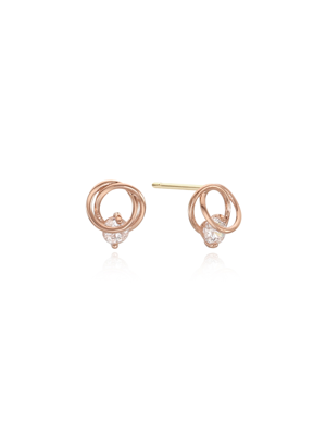 14K Gold Circle Stone Earring (pink gold) G21SE0238