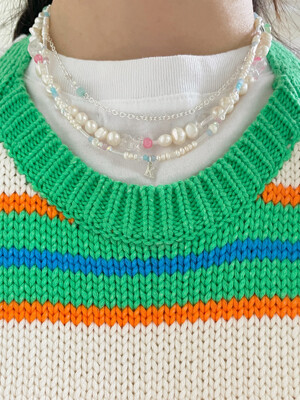 [단독]clear and pearl necklace (Silver 925)