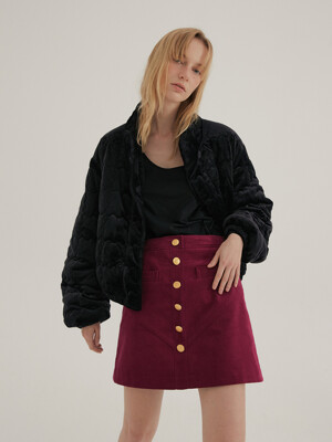 Golden Corduroy Skirt_magenta