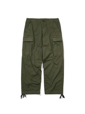 Garment-dyed Wide Work Cargo Pants (Khaki)