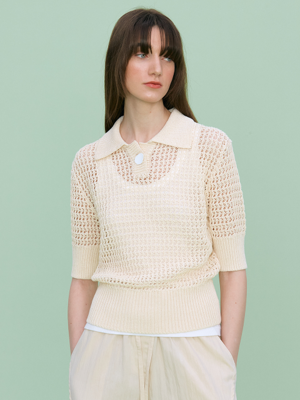 Mesh Short Sleeved Knit_IVORY