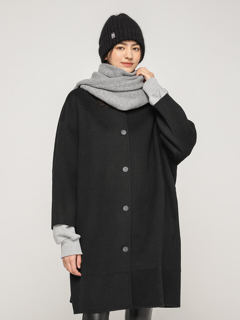 아우터,아우터 - 이너프타임 (ENOUGH TIME) - CASHMERE COLLARLESS COAT(BLACK)
