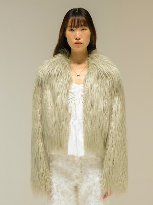 Mongolian faux fur jacket in mint