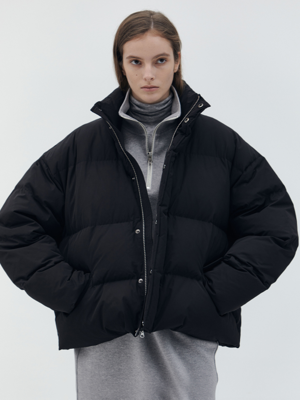 Cropped Goose-down Puffer_Black