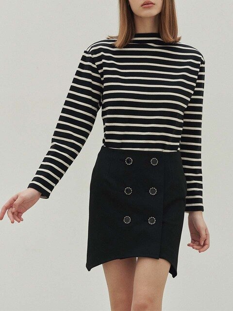스커트 - 페이리 (FAYRI) - Estel Double Button Wool Miniskirt (Black)