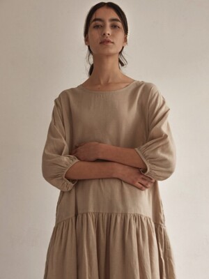 Tiered Puff Linen Dresses - 3color