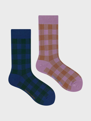 Plain check socks