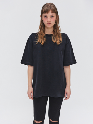Oversized Half Sleeves T-shirt - Black