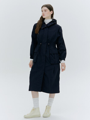 DETACHABLE HOODED DRESS LONG JUMPER [BEIGE][NAVY]