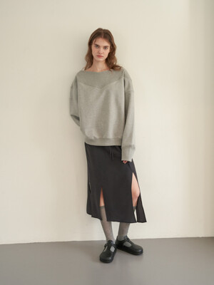 Layered slit skirt (Charcoal)