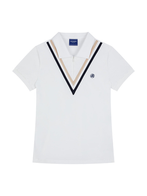 티셔츠,골프,스포츠웨어,골프 - 포트메인 (PORT MAYNE) - SHEVRON COLLAR T-SHIRT - WHITE