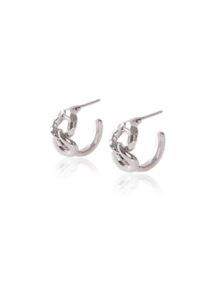 Silver lining hoop earring