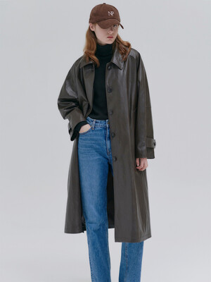 23FN leather trench coat [BR]