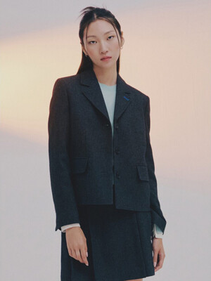 Signature Single Breasted Check Jacket  Ash (KE3911M034)