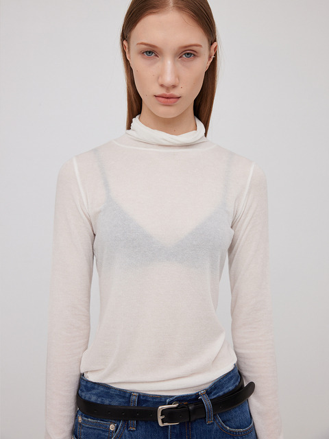 티셔츠 - 하베크 (HAVEC) - Sheer turtle neck T / White