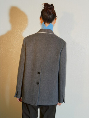 Back Detail Tailored Wool Jacket  Grey (KE3X11M043)