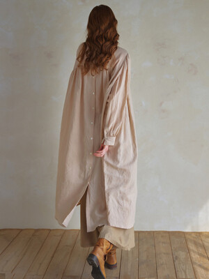 Stitched Linen Long Dress