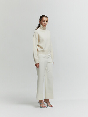 WOOL BLEND HIGH NECK CROPPED SWEATER_IVORY