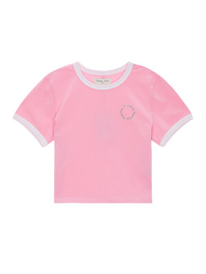 CIRCLE LOGO RINGER CROP TOP IN PINK